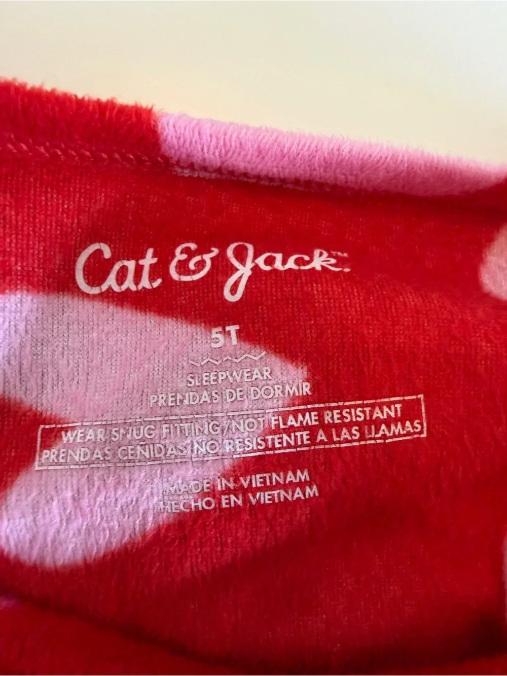 Girls Cat & Jack heart pajamas, two piece, pink and red, 5T NWOT